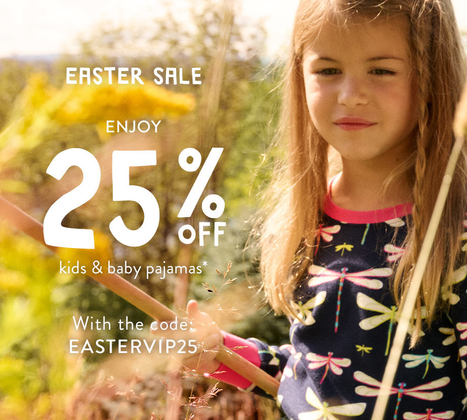 easter sale - 25% off all kids and baby pjs