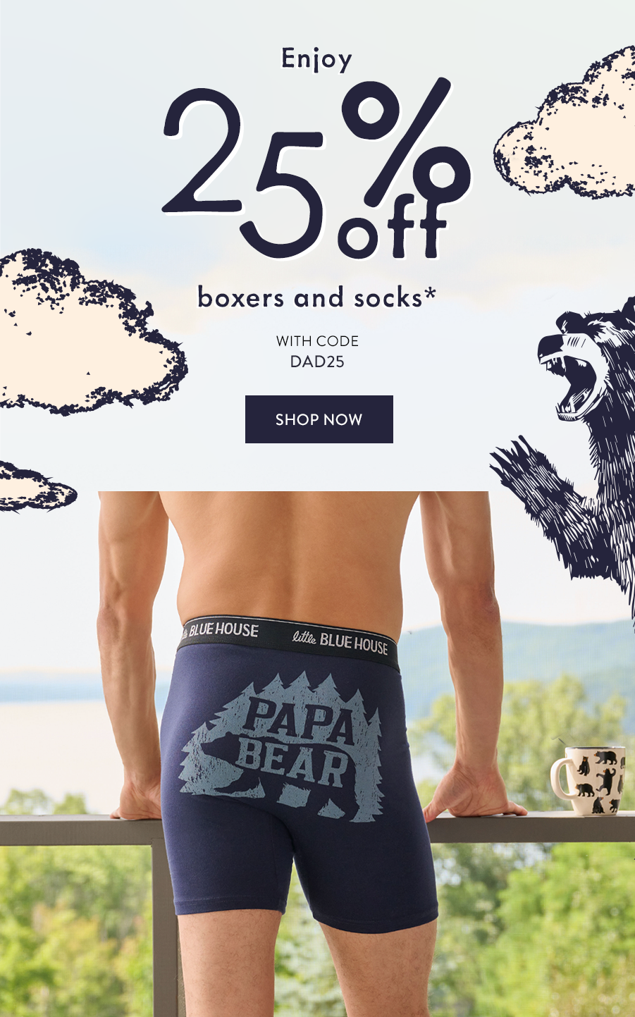 25% off boxers and socks