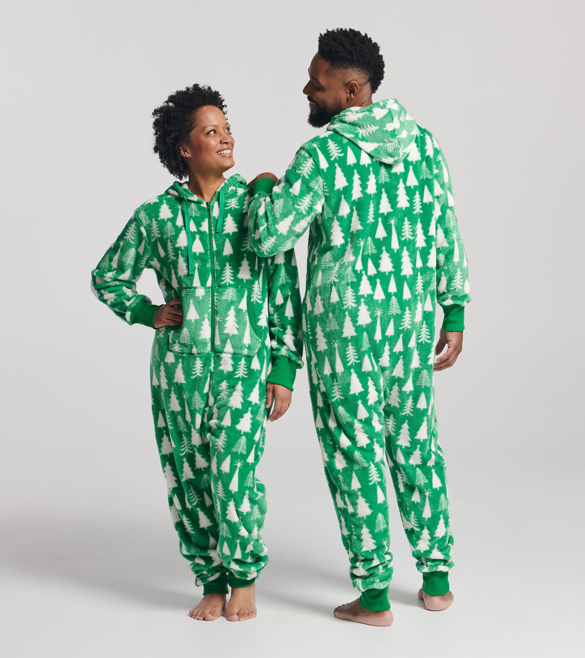 View larger image of Adult Christmas Trees Hooded Fleece Jumpsuit