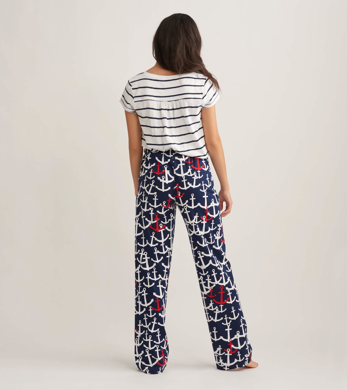 Agrandir l'image de Ensemble de pyjama t-shirt et pantalon interchangeables pour femme - Ancres