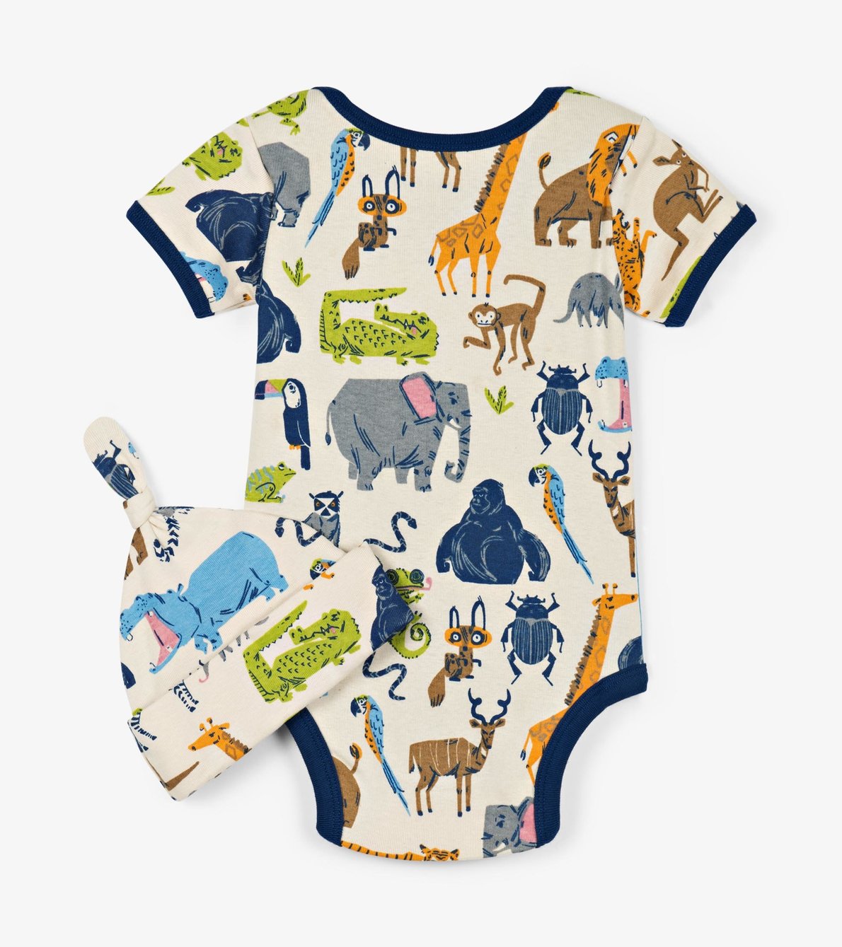 View larger image of Animal Safari Baby Bodysuit with Hat