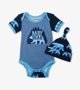 Baby Bear Blue Bodysuit with Hat