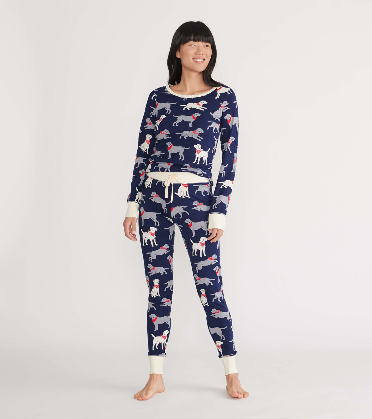 Agrandir l'image de Pyjama en jersey pour femme – Labradors à bandana