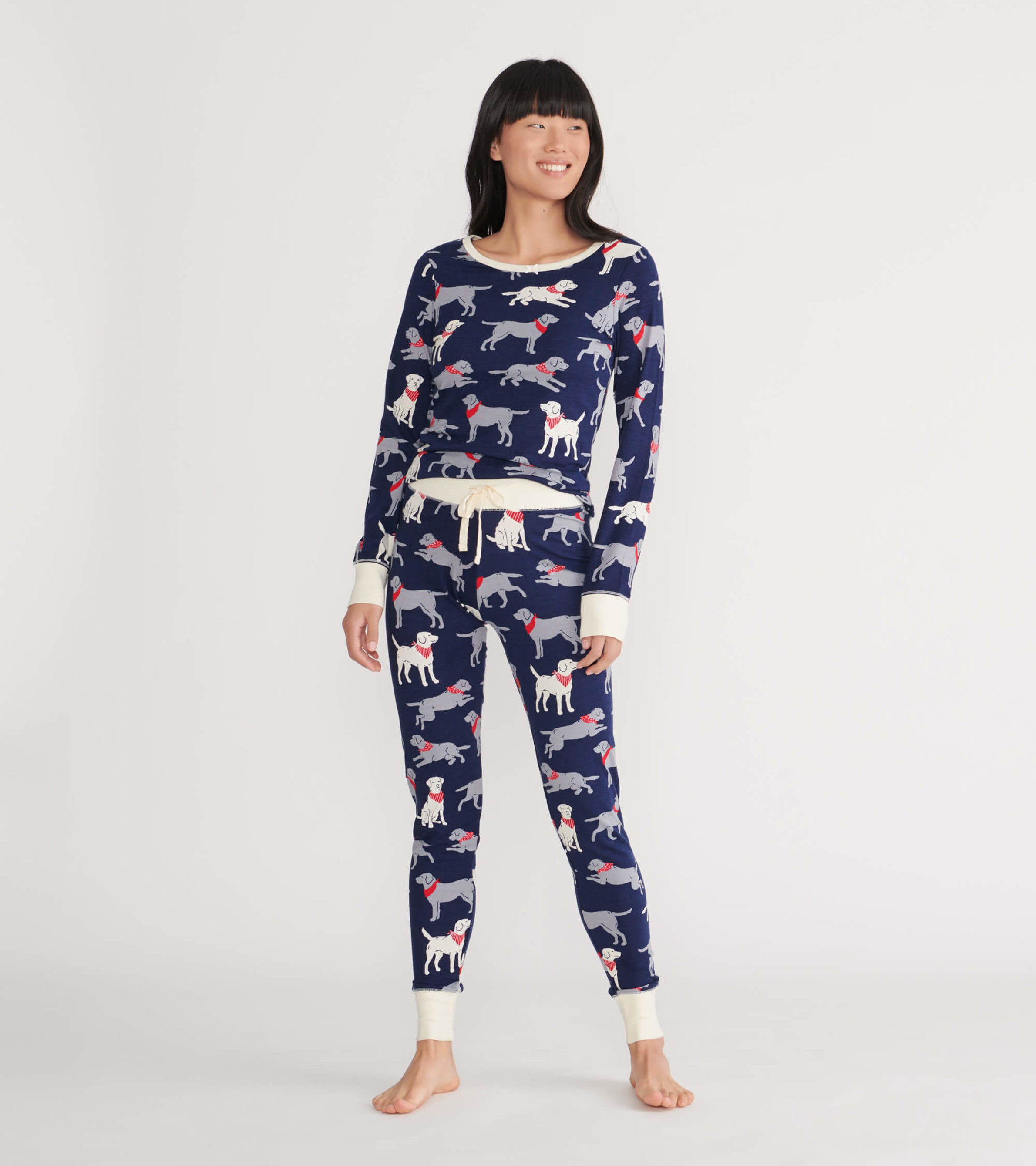 Bandana Labs Women's Jersey Pajama Set - Little Blue House US