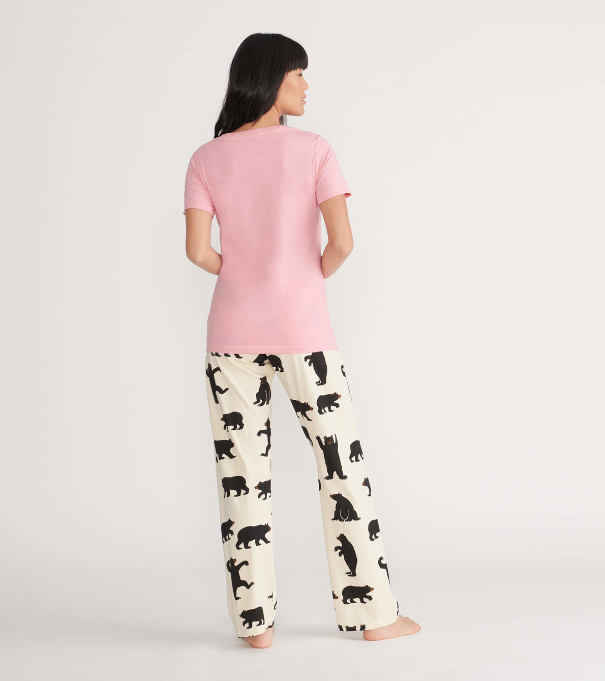 Agrandir l'image de T-shirt de pyjama pour femme – Ours sur fond rose
