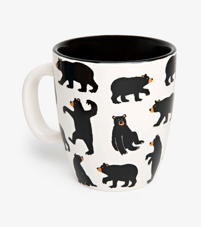Bears on Cream Curved Ceramic Mug