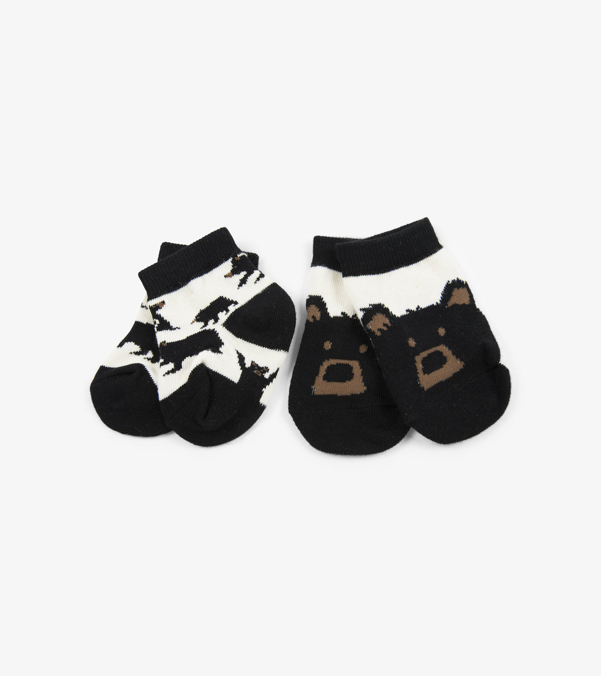 Agrandir l'image de Chaussettes pour bébé (deux paires) – Ours noirs sur fond naturel