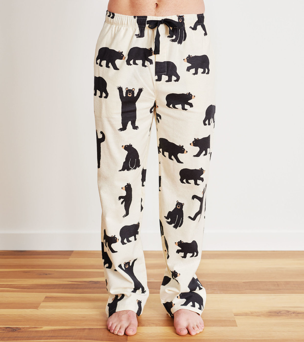 Agrandir l'image de Pantalon de pyjama en flanelle pour homme – Ours sur fond naturel