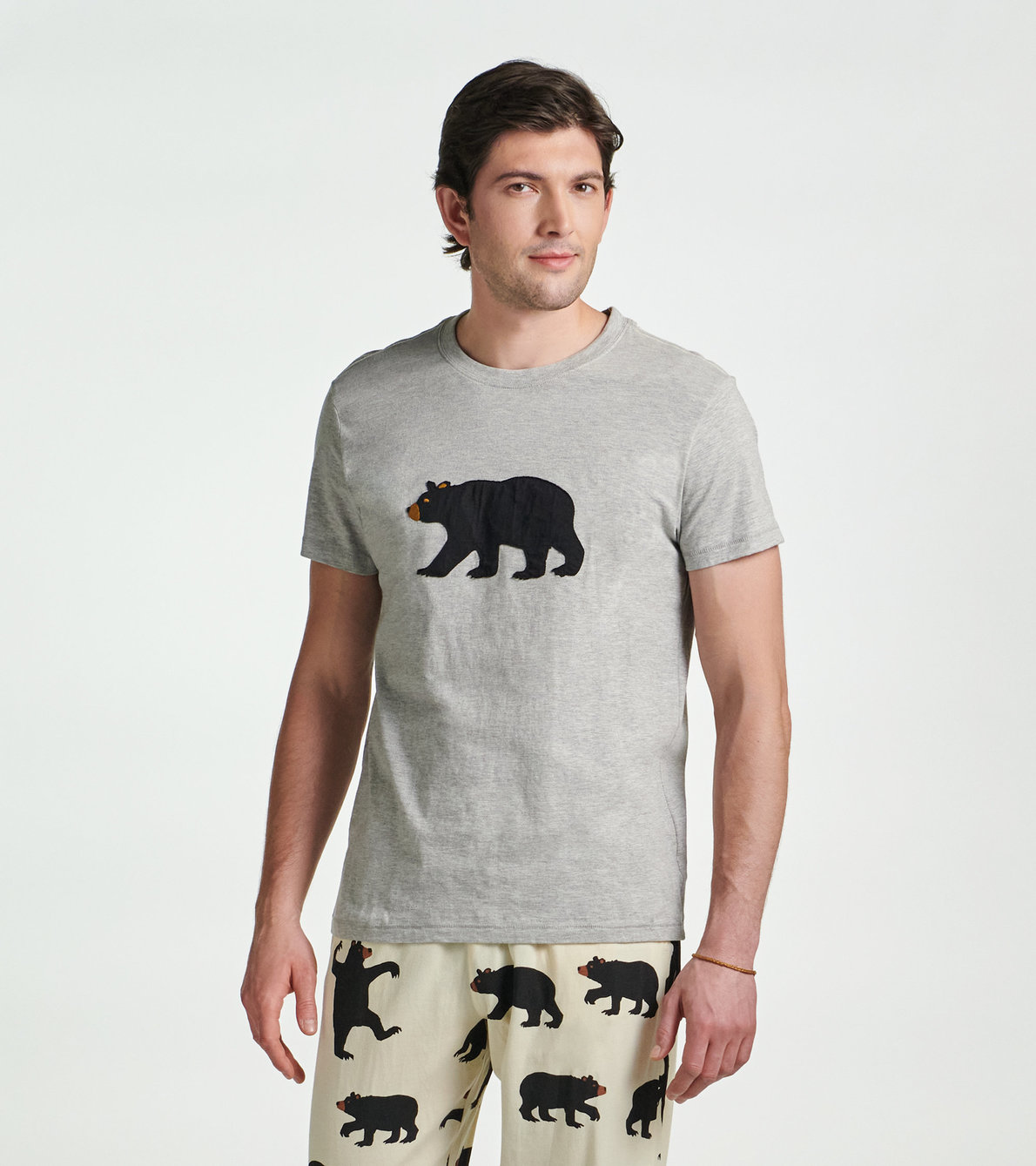 Agrandir l'image de T-shirt pour homme – Ours sur fond gris