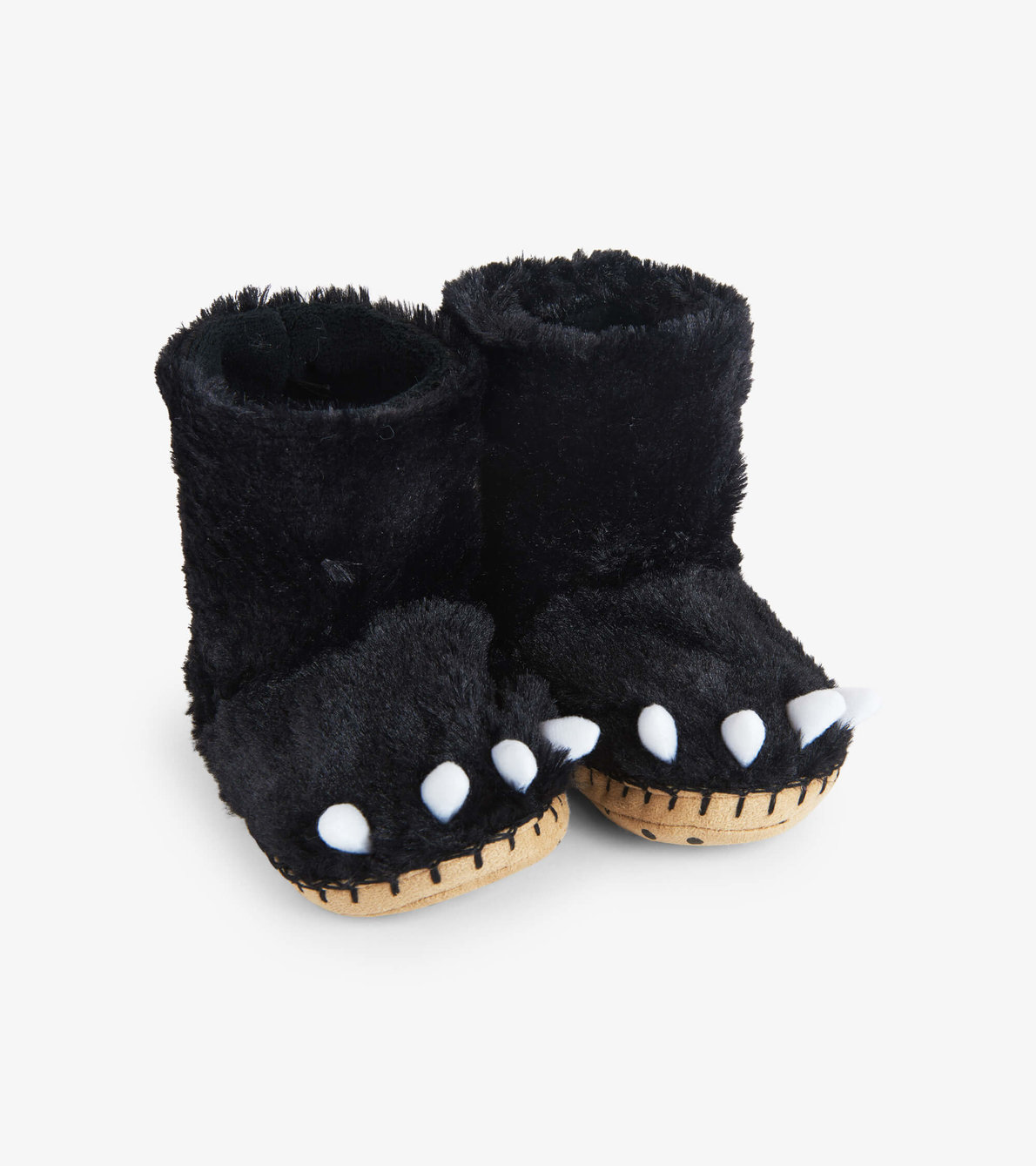 View larger image of Black Bear Paws Kids Fuzzy Slouch Slippers