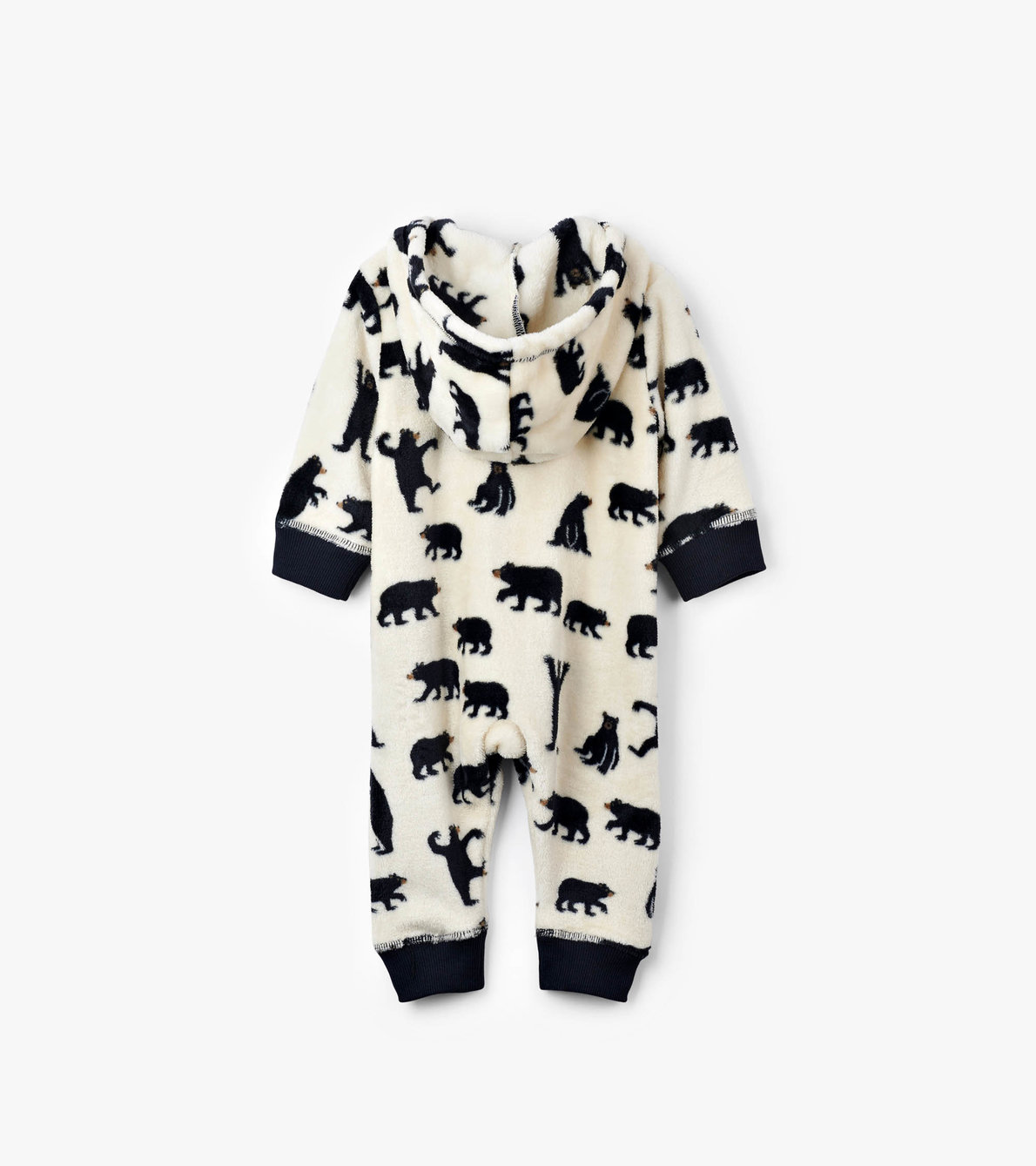 Agrandir l'image de Combinaison de jour à capuchon en molleton pour bébé – Ours noirs