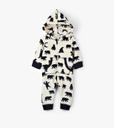 Black Bears Baby Hooded Fleece Jumpsuit