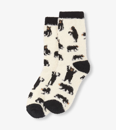 Black Bears Fuzzy Socks
