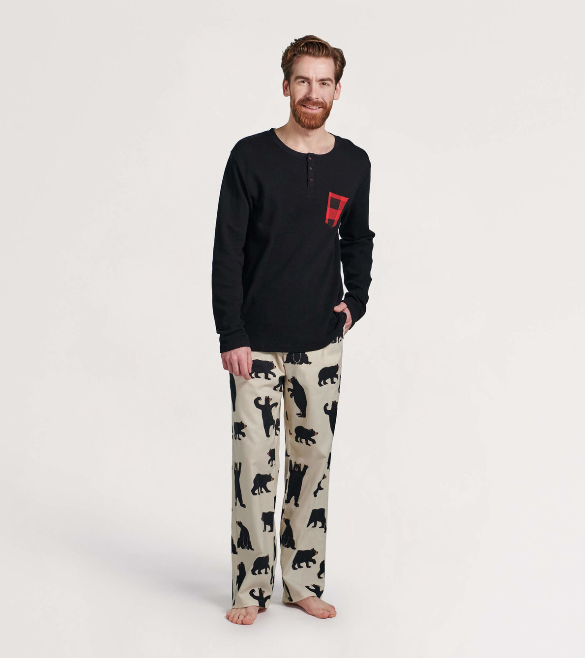 View larger image of Black Bears Men's Henley and Pants Pajama Separates