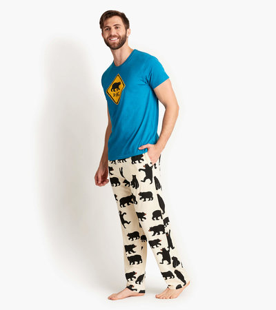 Black Bears Men's Tee and Pants Pajama Separates