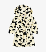 Black Bears on Natural Kids Fleece Robe