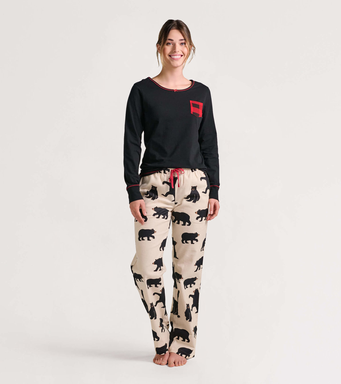 Agrandir l'image de Pantalon de pyjama en flanelle pour femme – Ours noirs