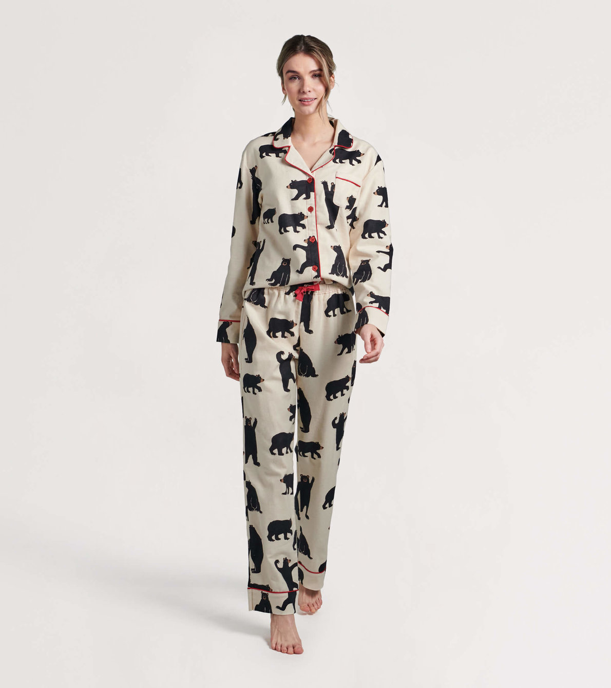 Agrandir l'image de Pyjama en flanelle pour femme – Ours noirs
