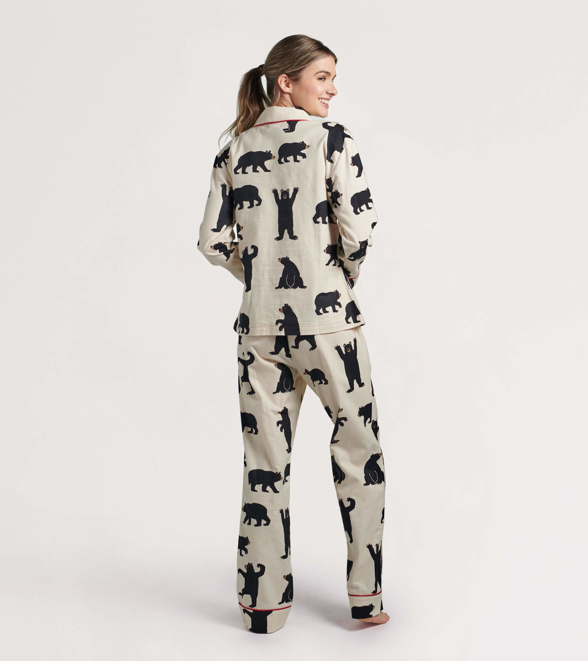 Agrandir l'image de Pyjama en flanelle pour femme – Ours noirs