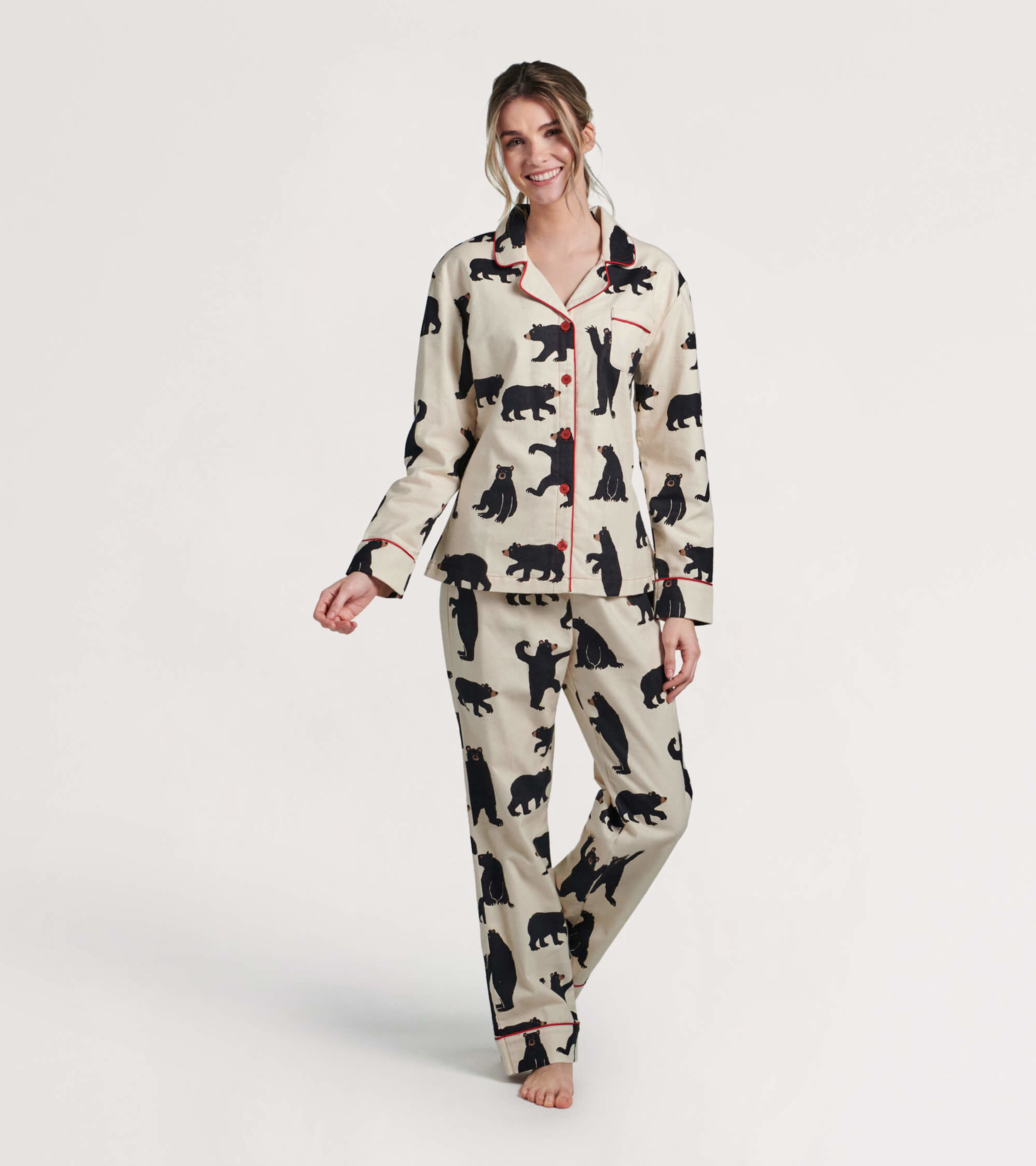 Womens Cotton Flannel Moose Print Pajamas