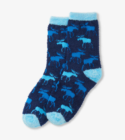 Chaussettes duveteuses – Orignaux bleus