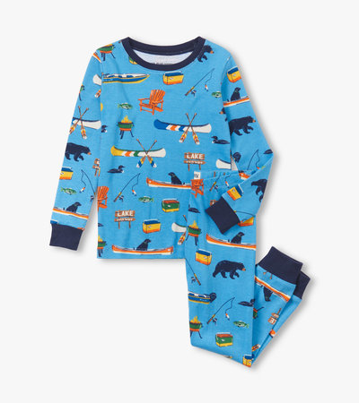 Pyjama pour enfant – Sur le lac, fond bleu
