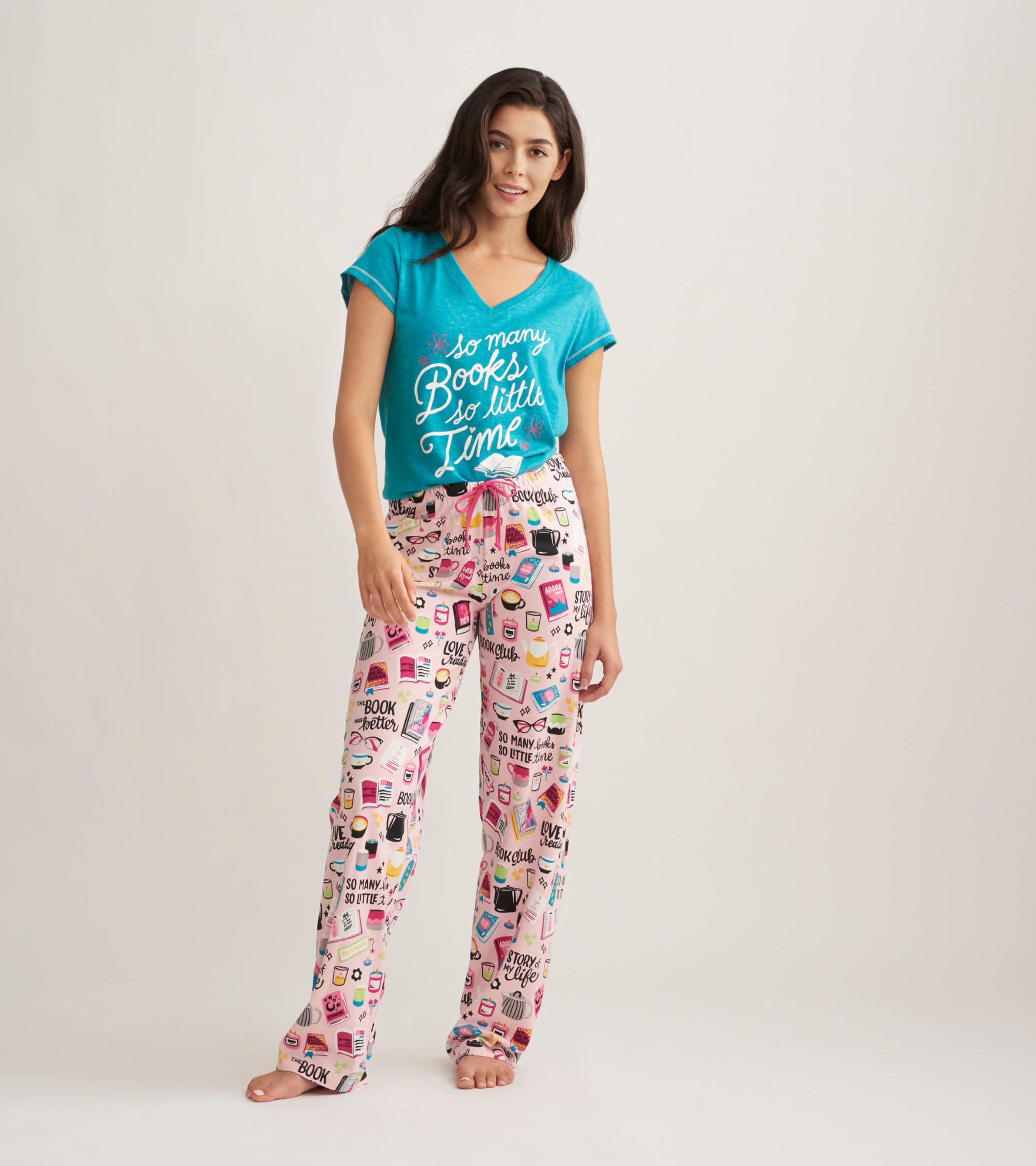 Book Club Women's Tee and Pants Pajama Separates - Little Blue House US