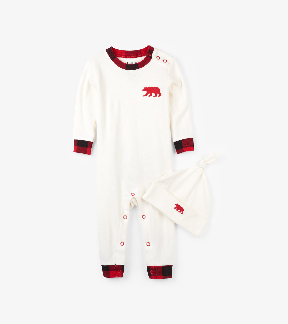 View larger image of Buffalo Plaid Baby Coverall with Hat