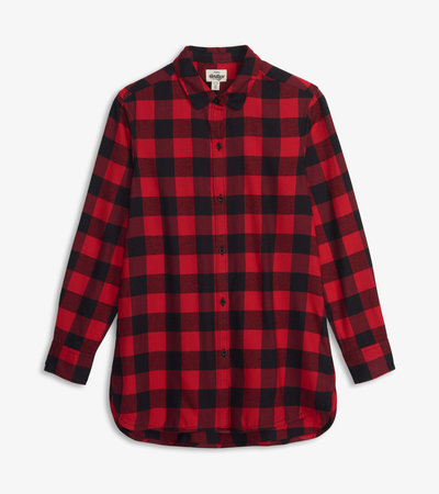 Ladies Long Sleeve, Roll Tab, Brushed Buffalo Plaid Flannel Shirt. Red/  Black Style 2934
