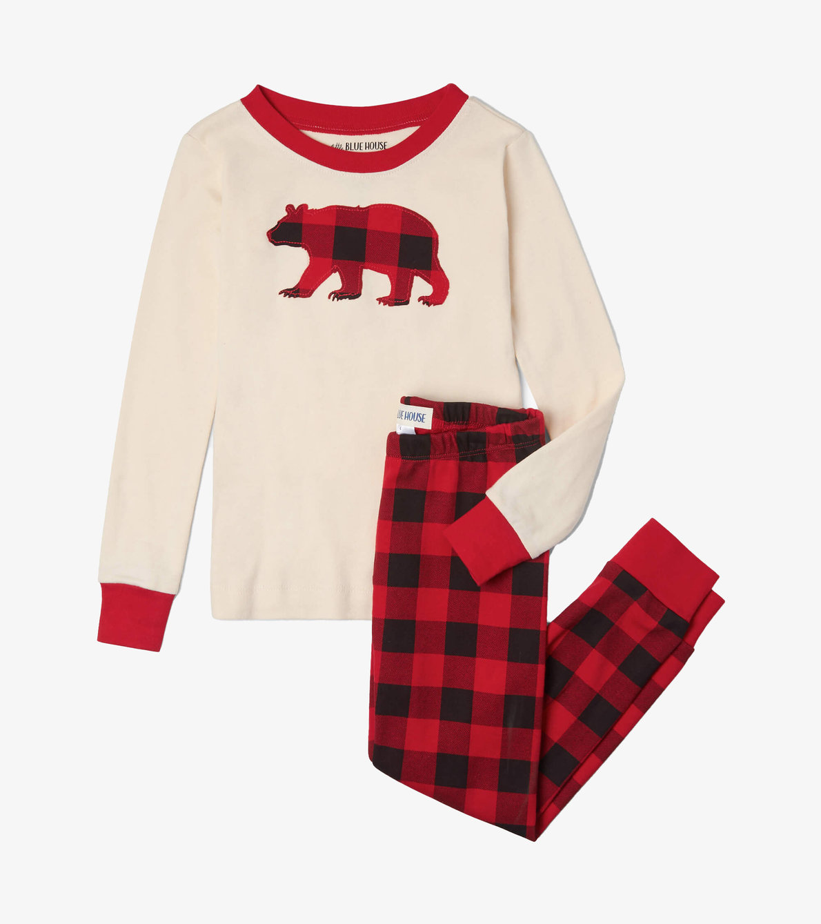 View larger image of Buffalo Plaid Kids Appliqué Pajama Set