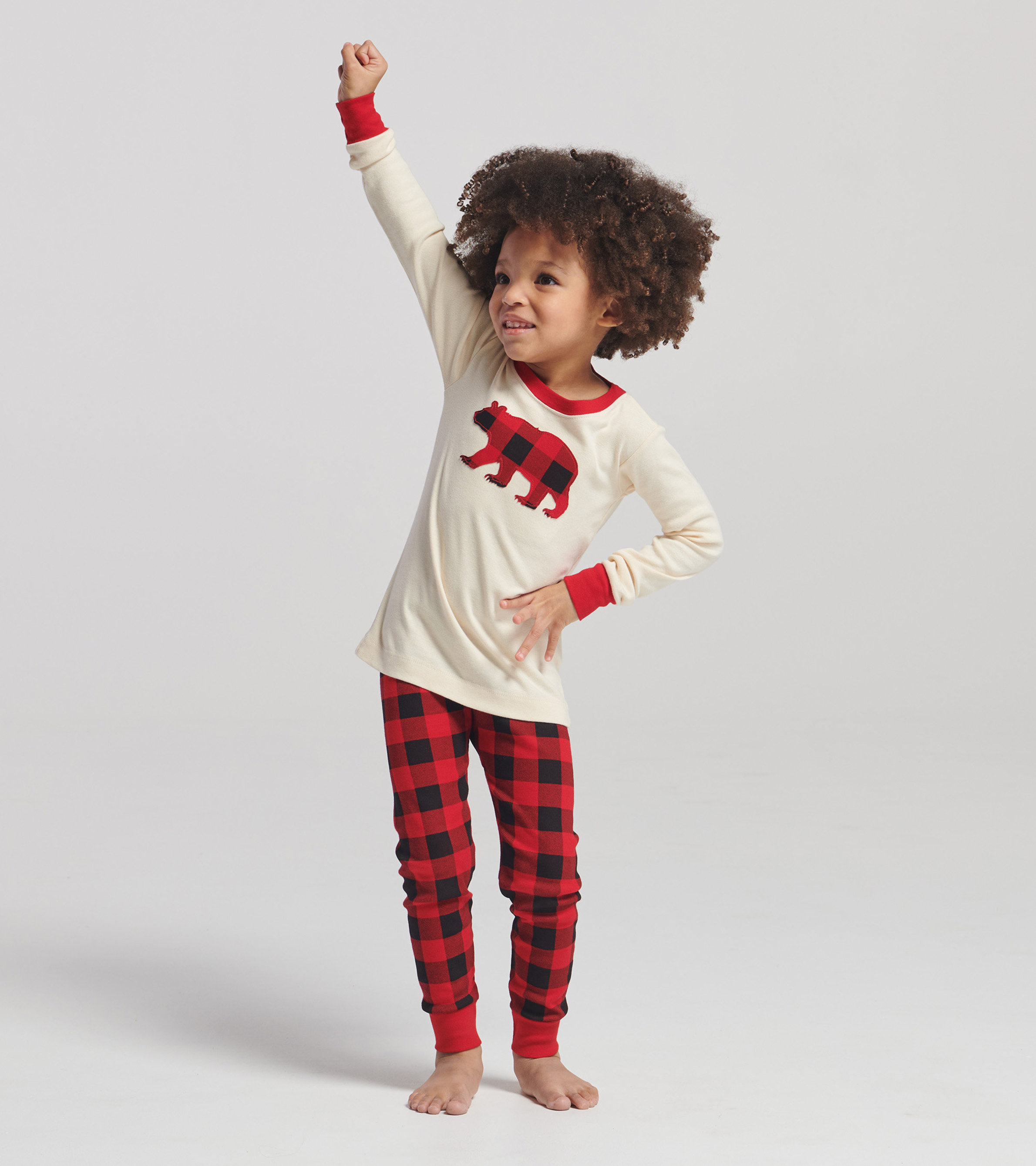 Pyjama à appliqué pour enfant – Tartan rouge et noir - Little Blue House CA