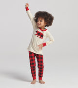 Pyjama à appliqué pour enfant – Tartan rouge et noir