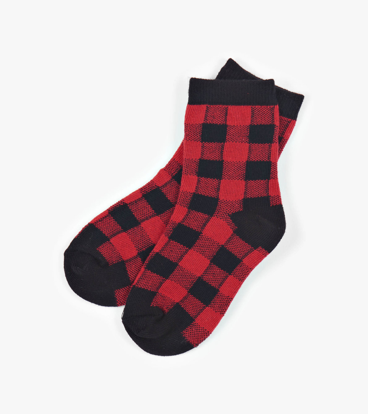 Agrandir l'image de Chaussettes pour enfant – Tartan rouge et noir