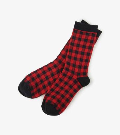 Chaussettes pour homme – Tartan rouge et noir
