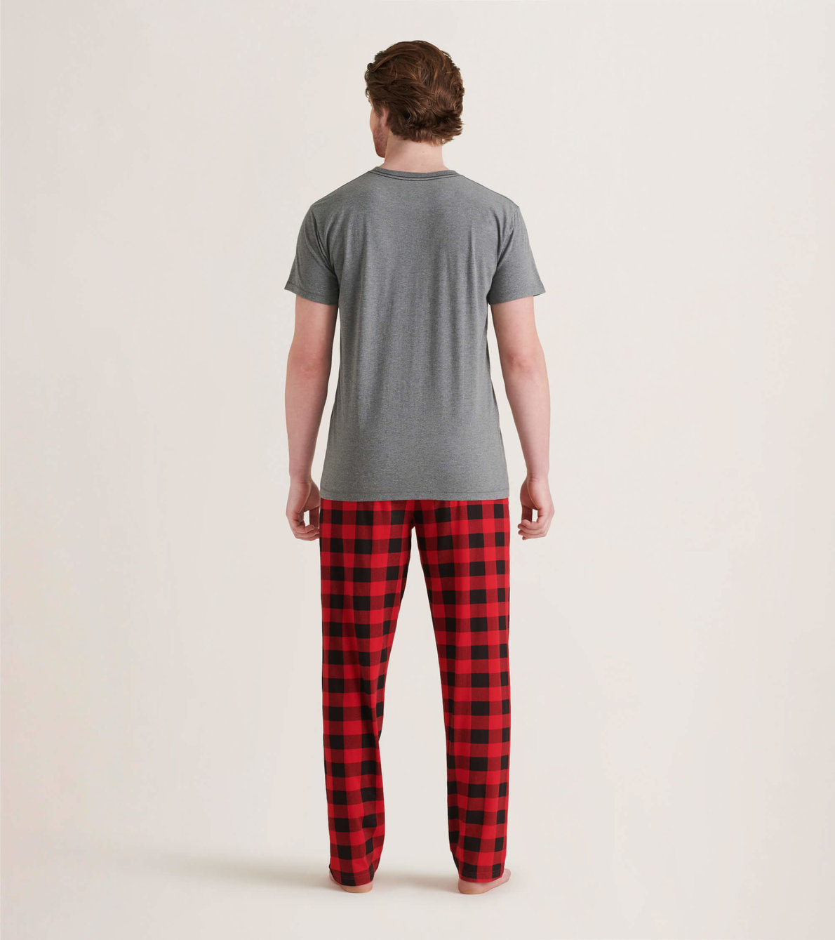 Agrandir l'image de Pantalon de pyjama en jersey pour homme – Tartan rouge et noir