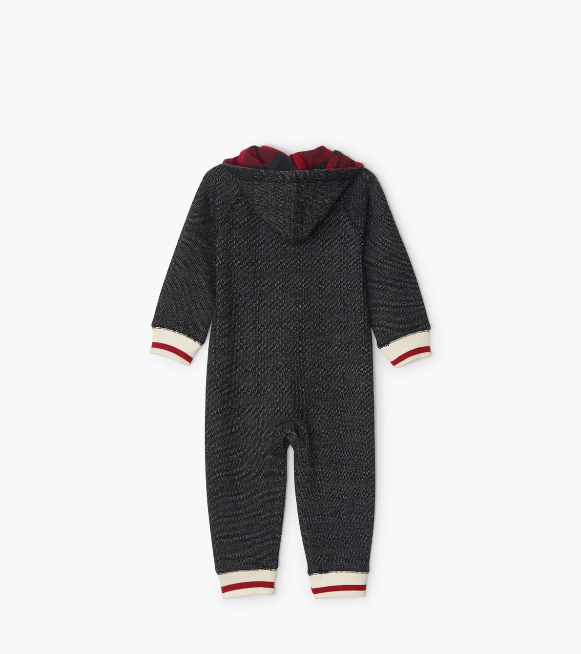 View larger image of Buffalo Plaid Moose Baby Heritage Hooded Romper