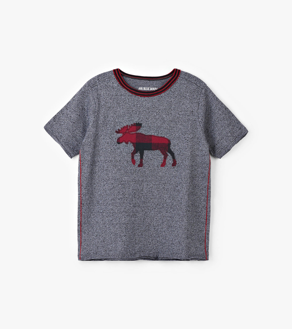Agrandir l'image de T-shirt à encolure ronde pour enfant collection Heritage – Orignal à motif tartan rouge et noir