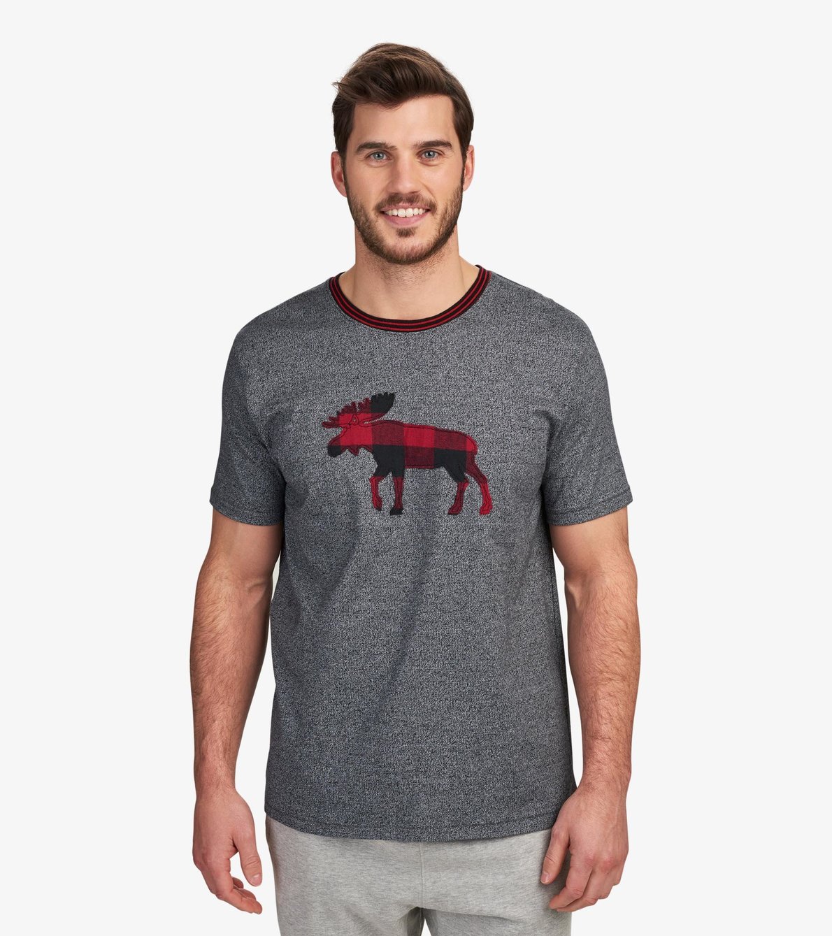 Agrandir l'image de T-shirt pour homme collection Heritage – Orignal à motif tartan rouge et noir