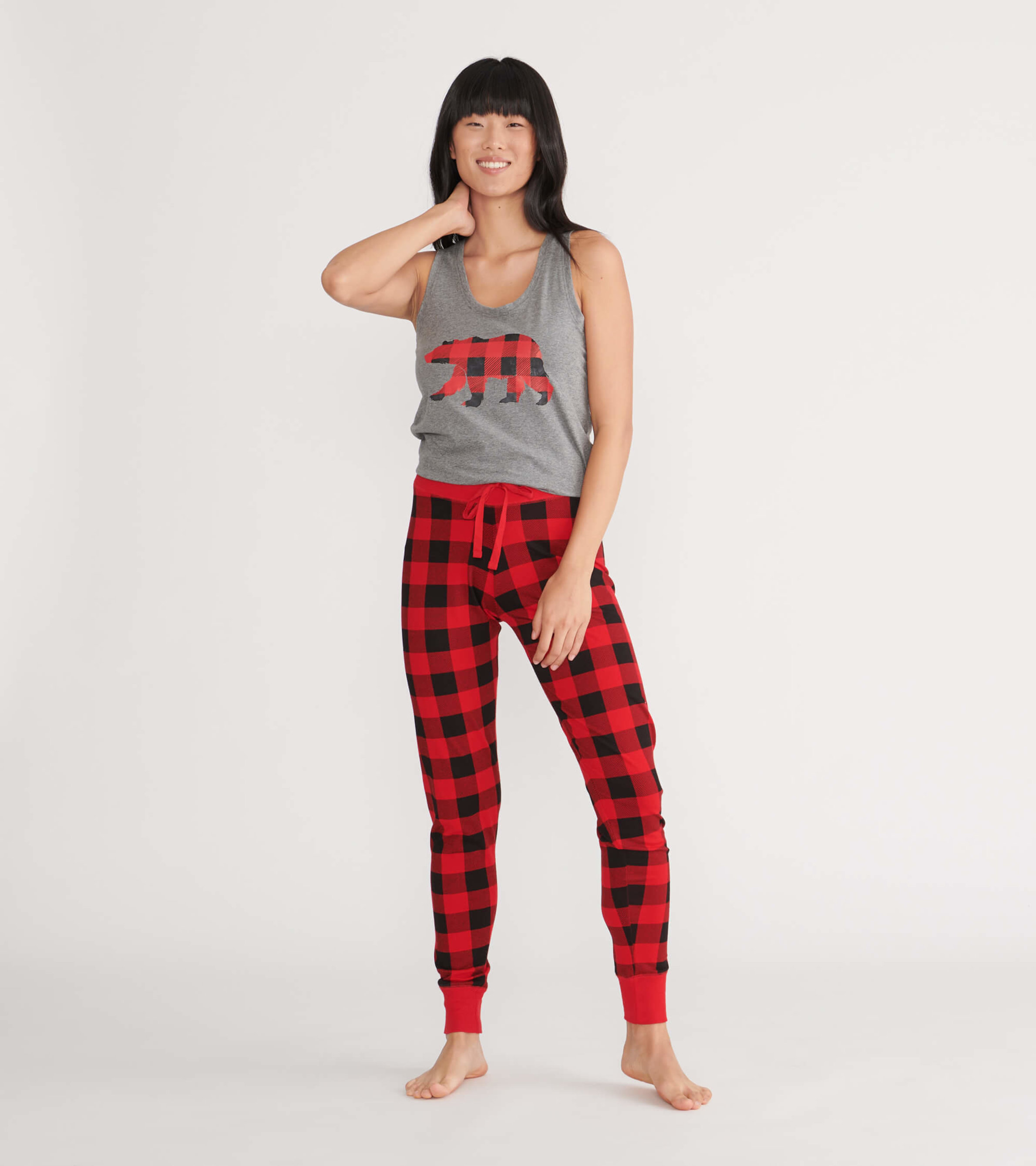 Buffalo Plaid Women's Tee and Leggings Pajama Separates - Little
