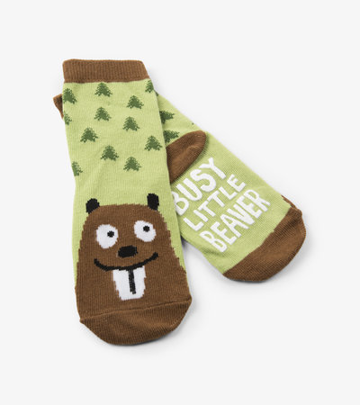 Socquettes pour enfants à motifs d’animaux – Castor « Busy Little Beaver »