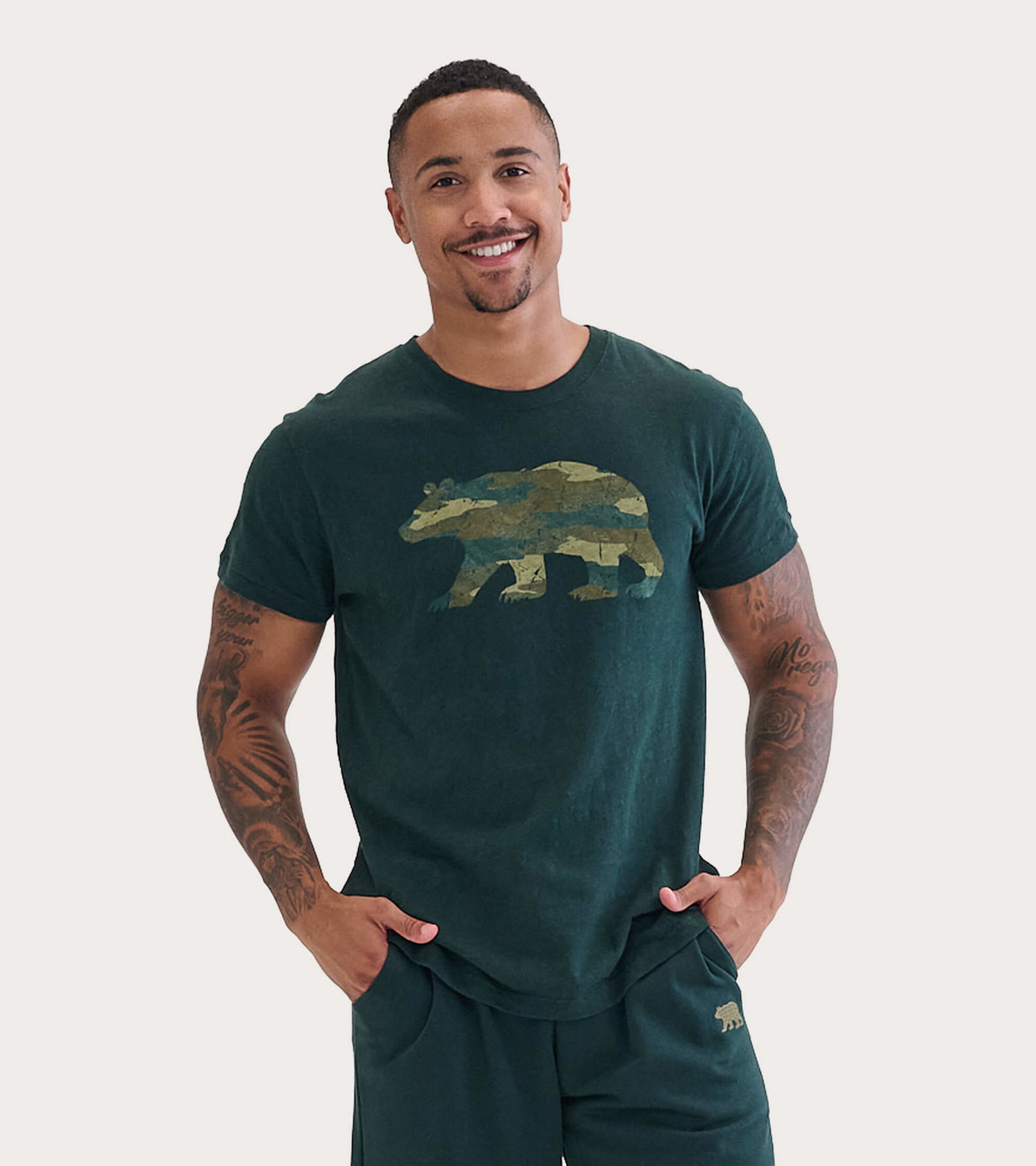 Agrandir l'image de T-shirt pour homme, collection Heritage – Ours à motif camouflage