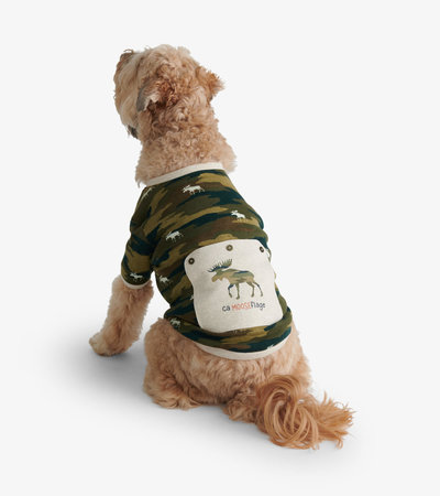 T-shirt pour chien – Orignaux sur motif camouflage