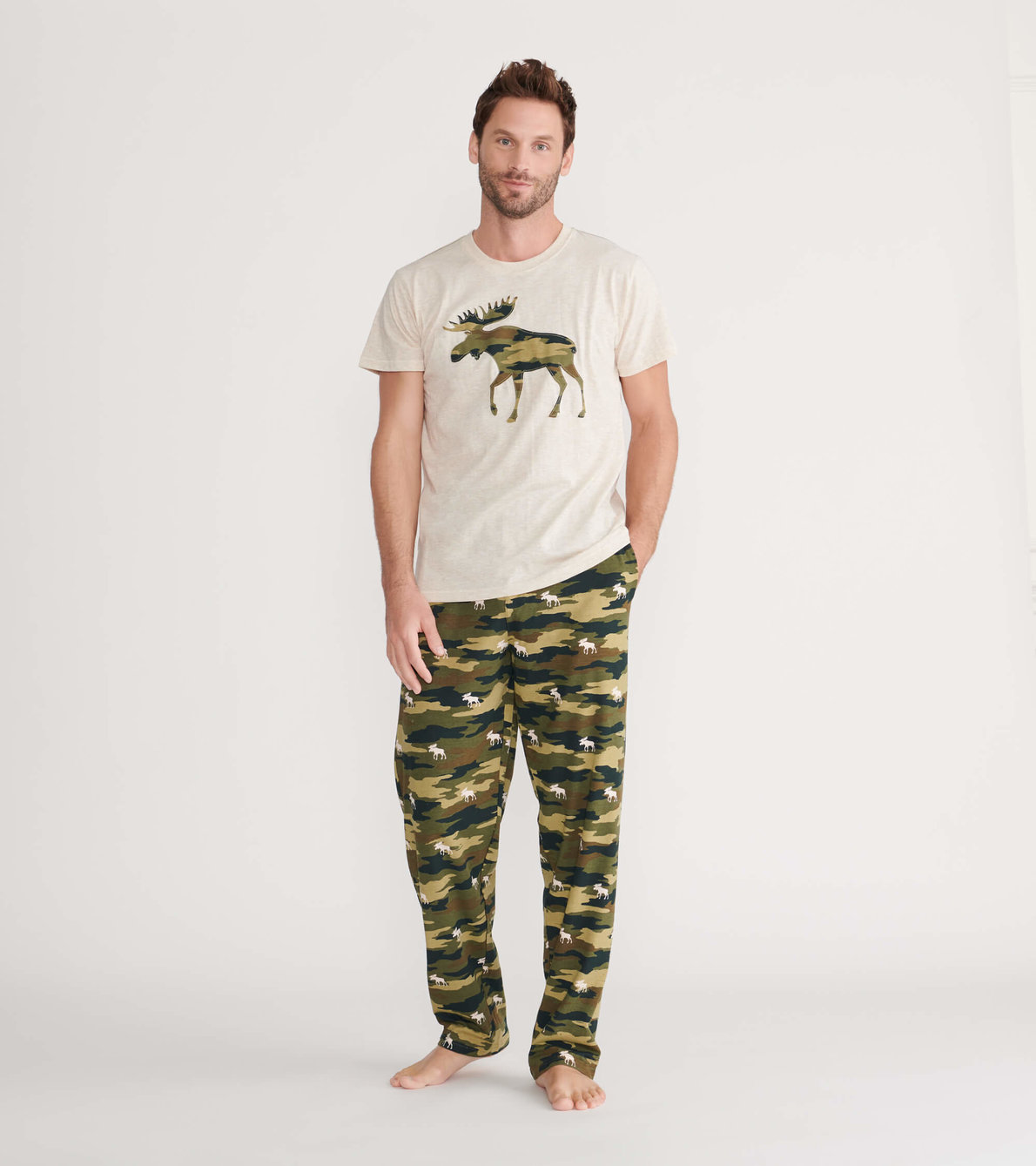 Agrandir l'image de Ensemble de t-shirt et pantalon interchangeables pour homme - Orignal à motif camouflage