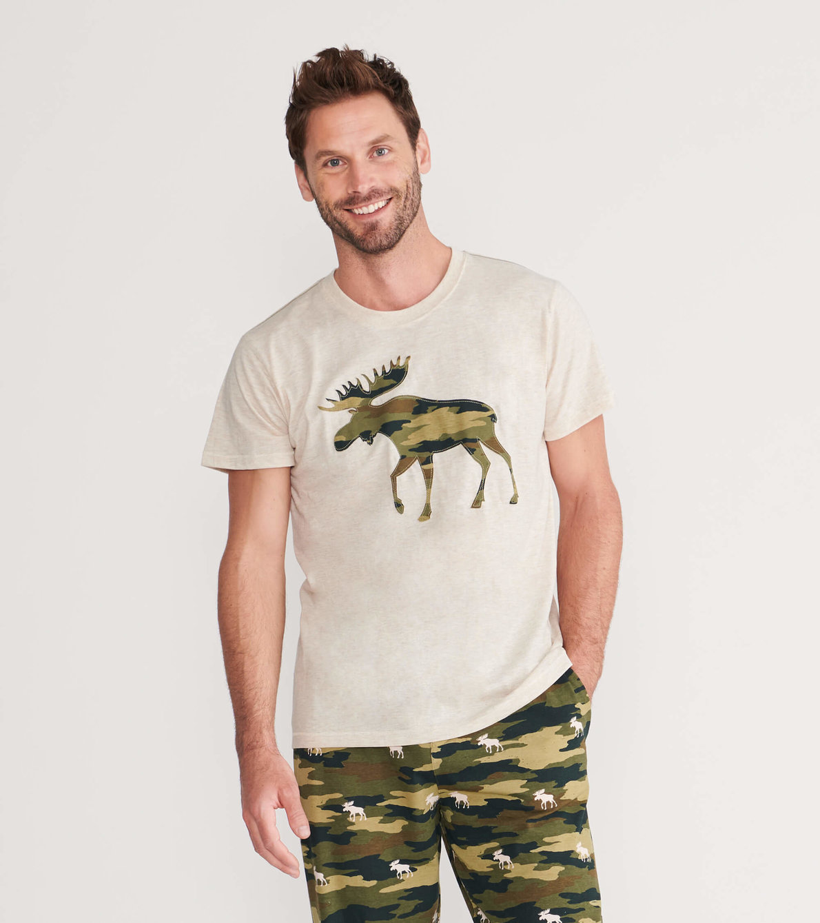 Agrandir l'image de T-shirt pour homme – Orignal à motif camouflage