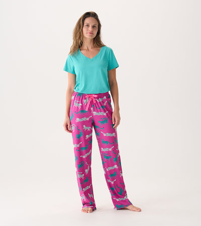 Ensemble de pyjama t-shirt et pantalon interchangeables pour femme - Guépards