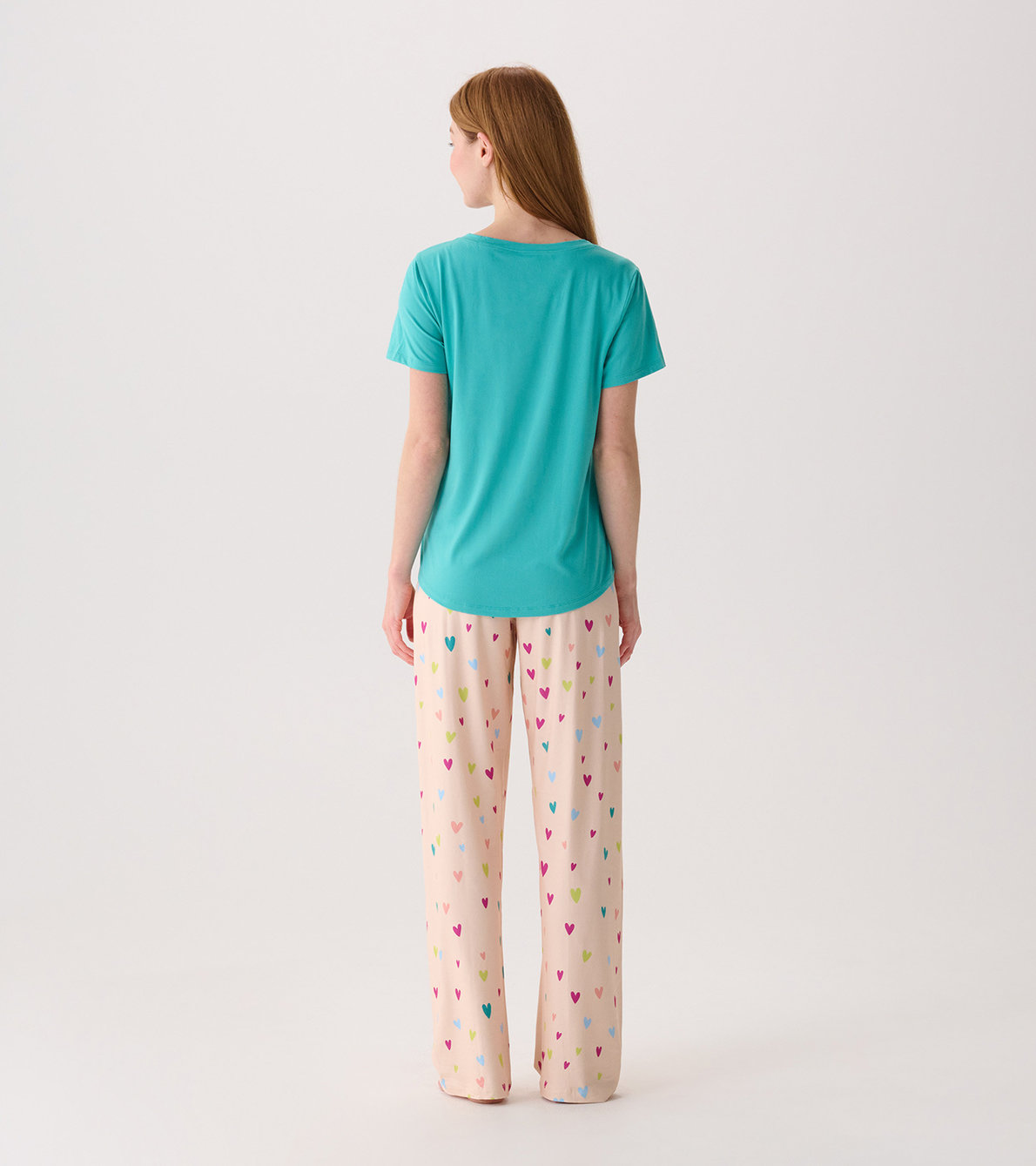 Agrandir l'image de Ensemble de pyjama t-shirt et pantalon interchangeables pour femme - Bonbons en cœur