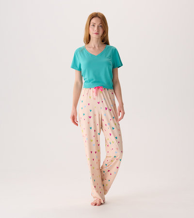 Ensemble de pyjama t-shirt et pantalon interchangeables pour femme - Bonbons en cœur