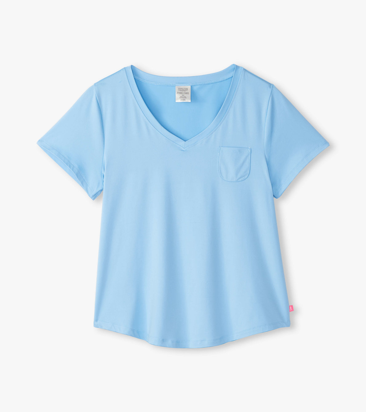 Agrandir l'image de T-shirt à encolure en V – Bleu placide