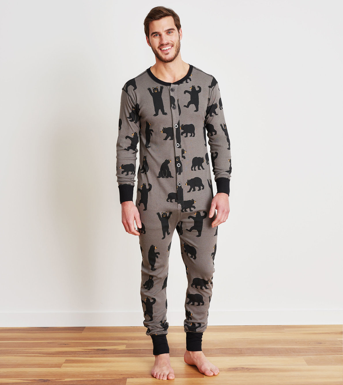 View larger image of Charcoal Bears Adult Union Suit