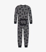 Charcoal Bears Kids Union Suit